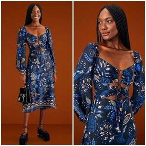 FARM Rio Macaw Forest Cutout Midi Dress